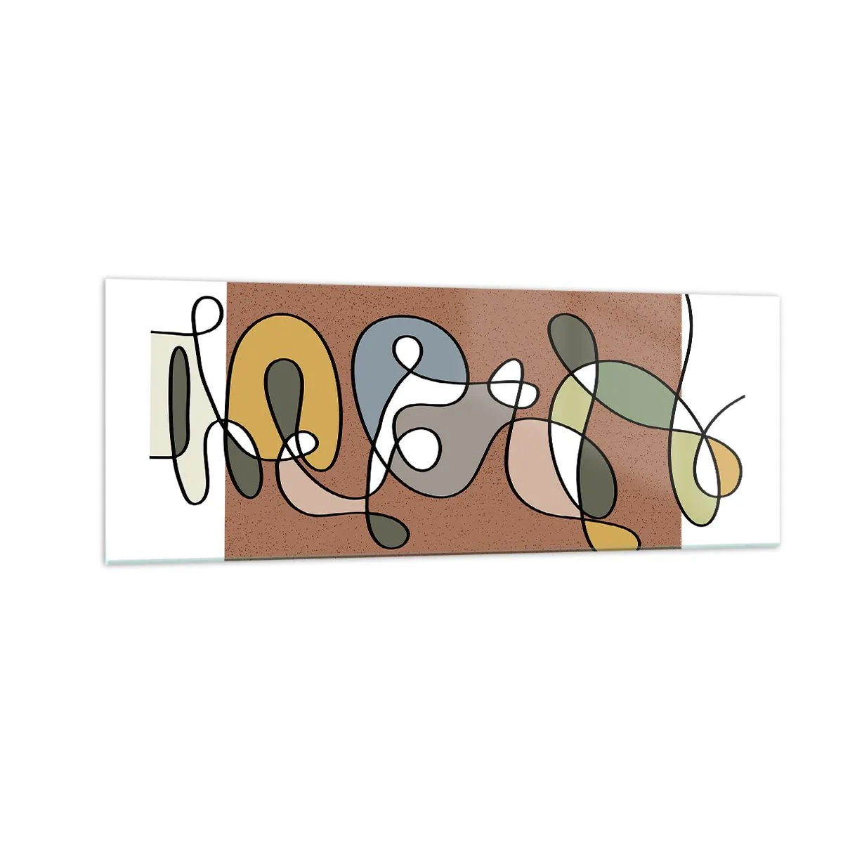 Billede på glas - En abstraktion, der er værd at smile over - 140x50 cm