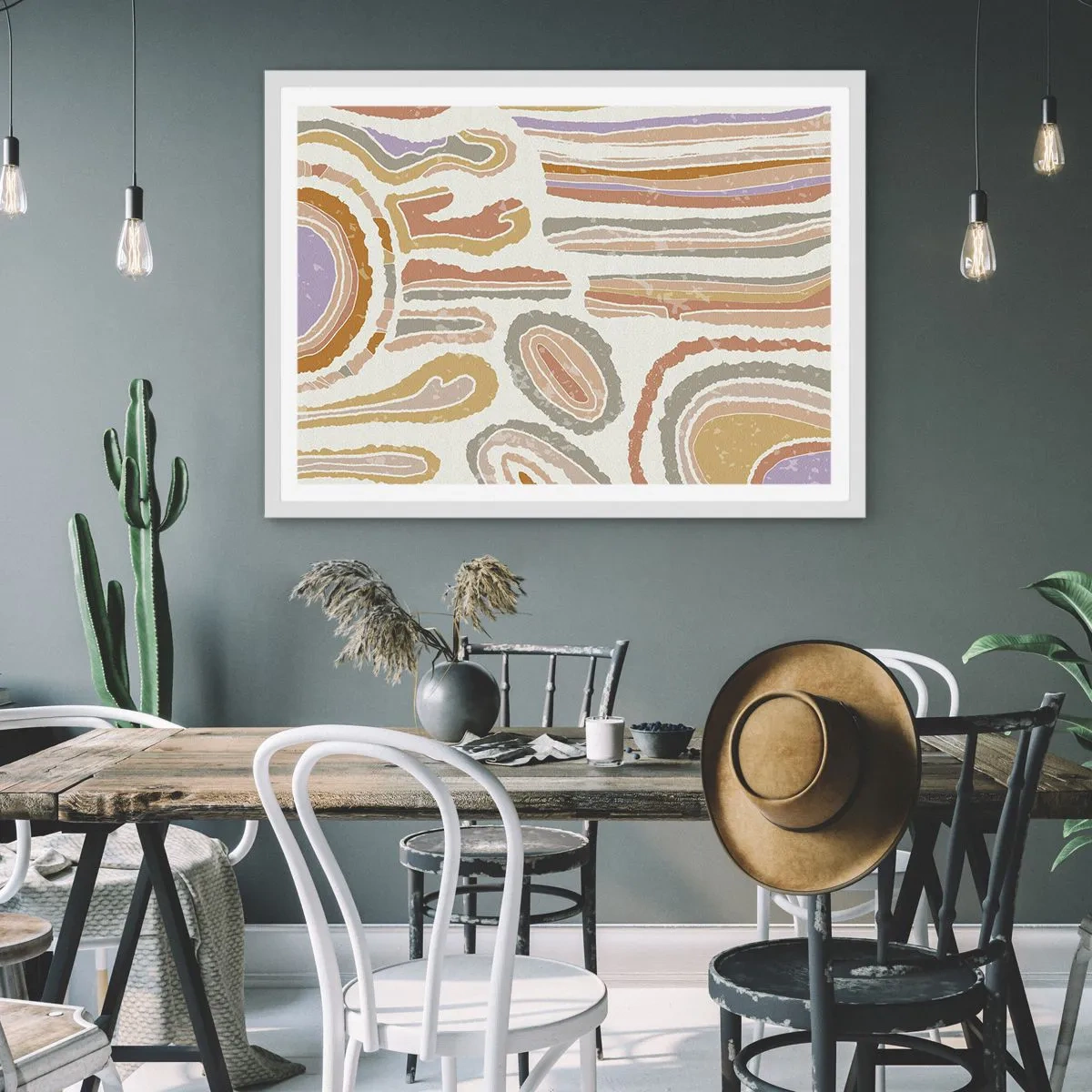 Plakat i hvid ramme - Farverige tværsnit - 70x50 cm