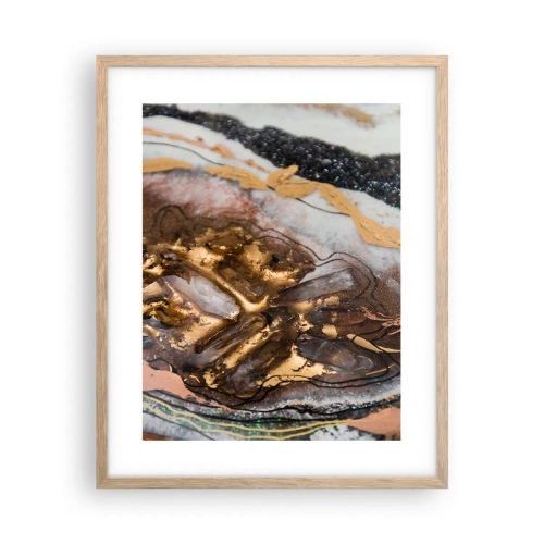 Plakat i ramme af lyst egetræ - Jord element - 40x50 cm