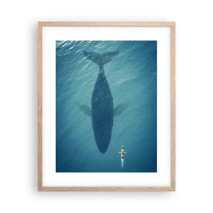 Plakat i ramme af lyst egetræ - Møde på havet - 40x50 cm