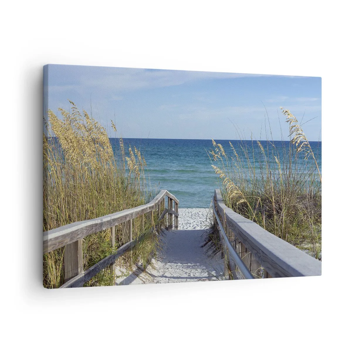 Lærredstryk - Billede på lærred - Sti til stranden med havudsigt - 70x50cm - I solen, i vinden - Moderne vægdekoration til stue og soveværelse ARTTOR