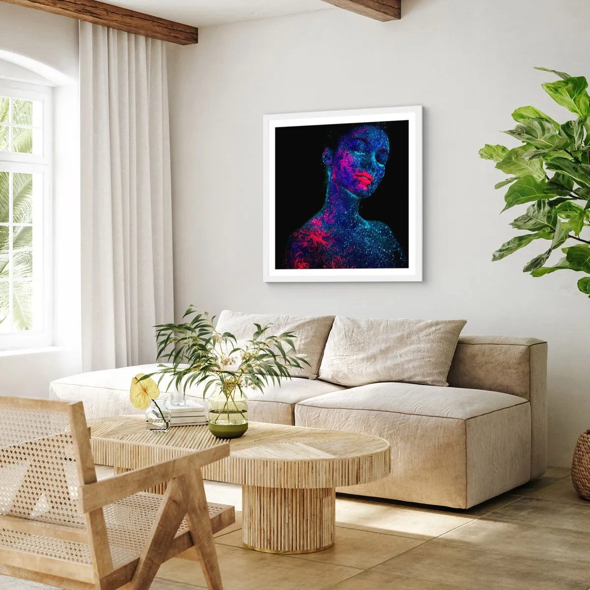 Plakat i hvid ramme - I stjernestøv - 40x40 cm