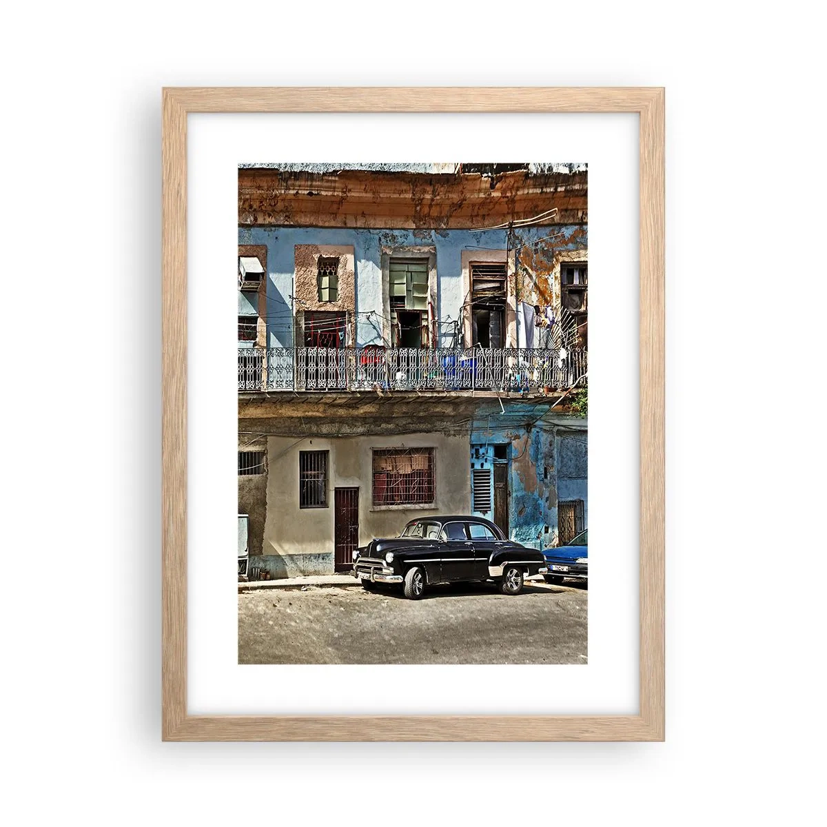 Plakat i ramme af lyst egetræ - Havana stemning - 30x40 cm