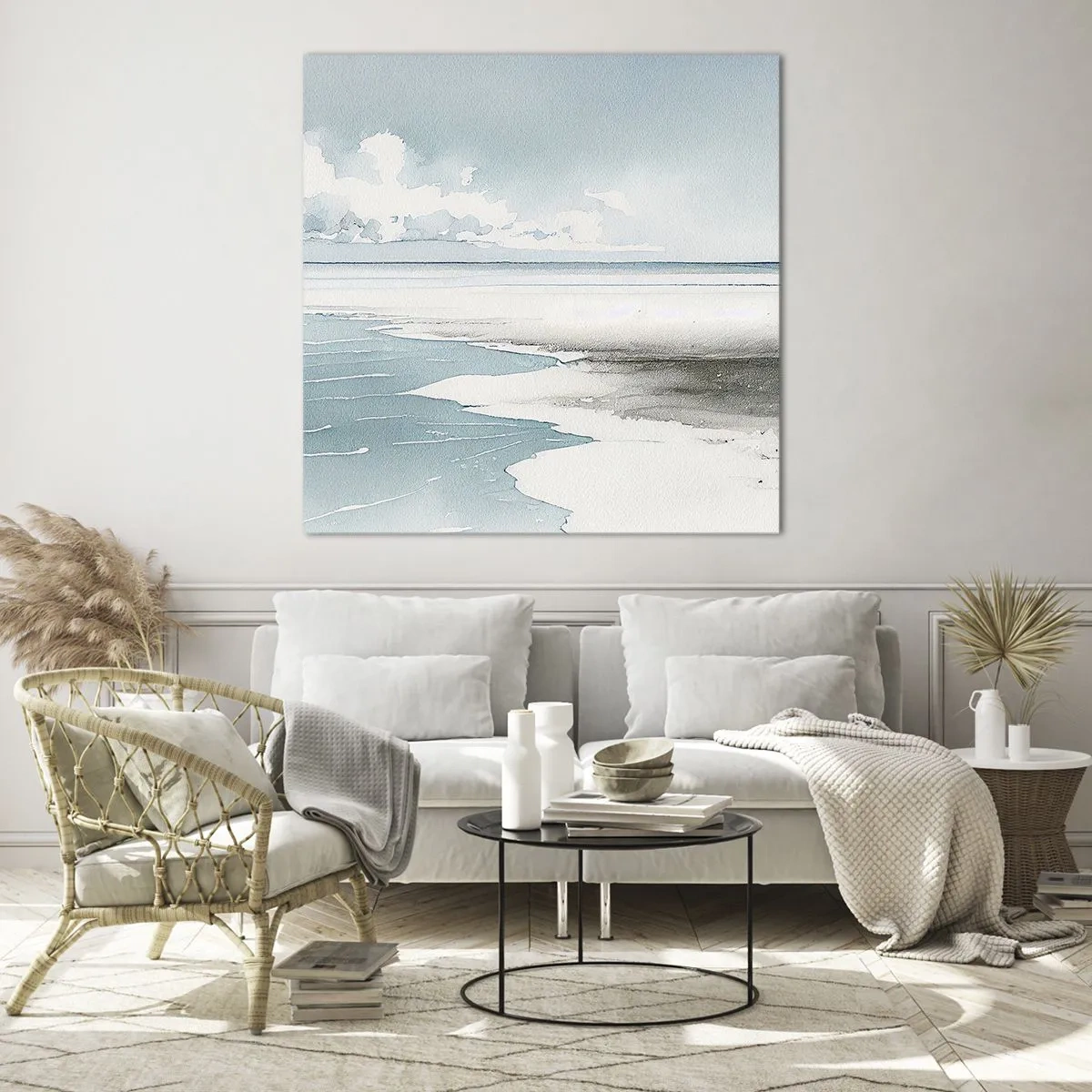 Billede på glas - Blidt tidevand - 70x70 cm