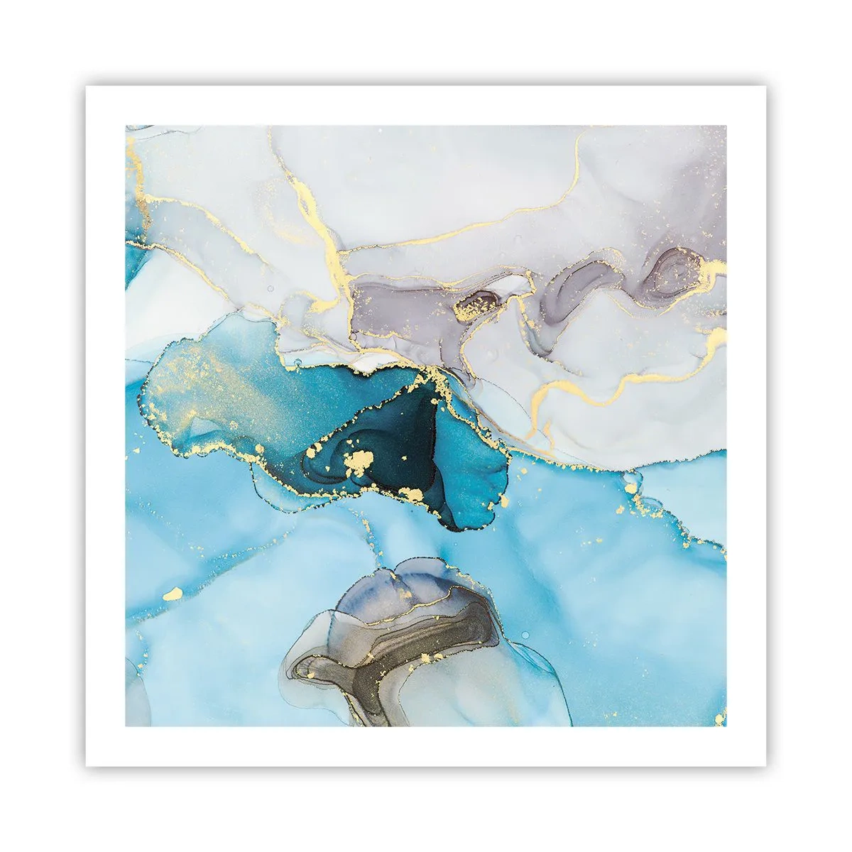 Plakat - En undersøgelse af mødet mellem grå og turkis - 60x60 cm