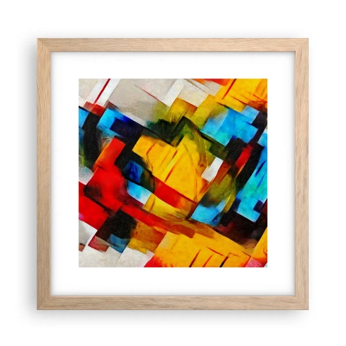 Plakat i ramme af lyst egetræ - Flerfarvet lagdeling - 30x30 cm