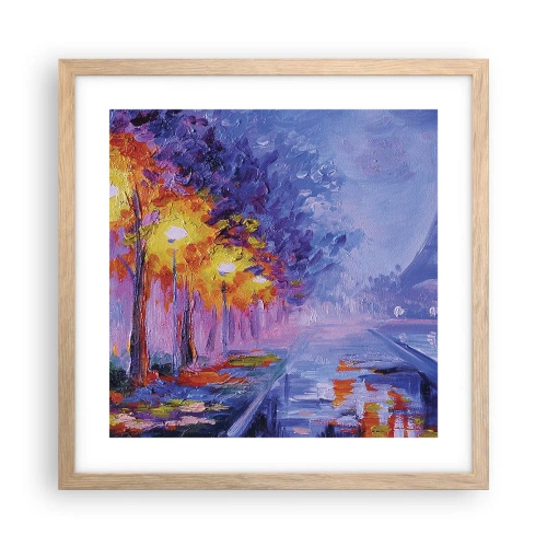 Plakat i ramme af lyst egetræ - En drømmevandring - 40x40 cm