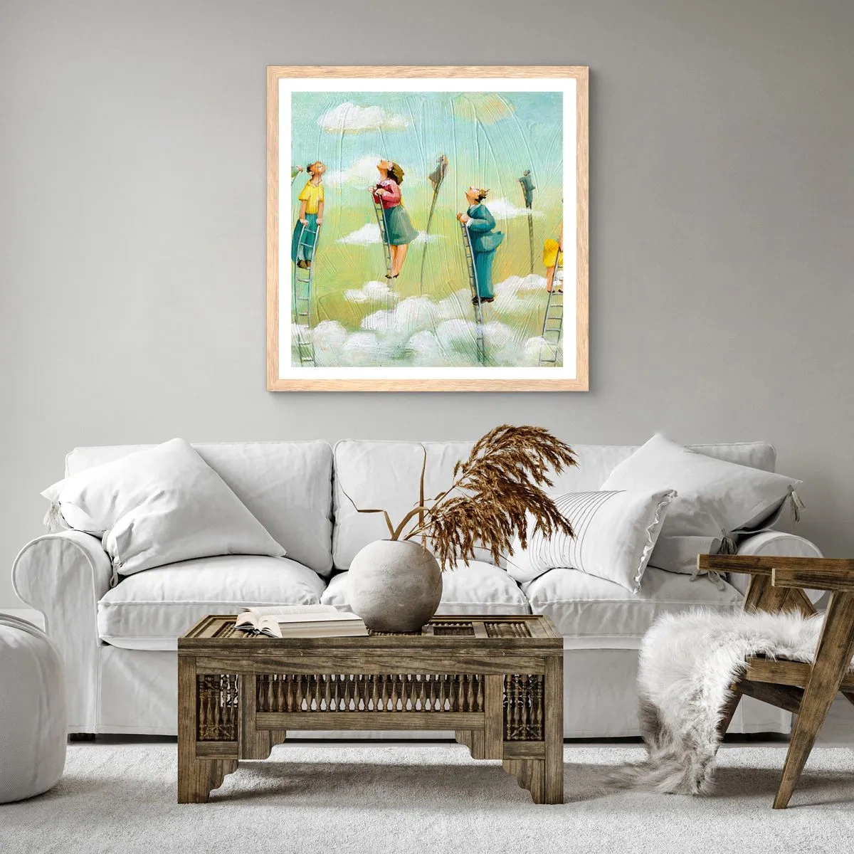 Plakat i ramme af lyst egetræ - Bag din drøm - 30x30 cm