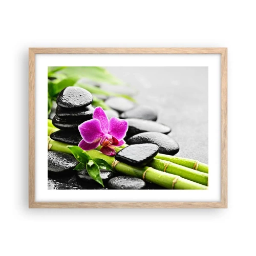 Plakat i ramme af lyst egetræ - I en fredelig balance - 50x40 cm