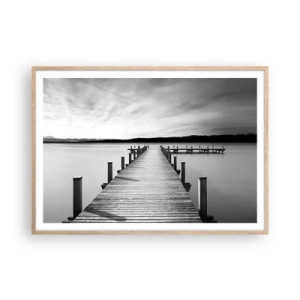 Plakat i ramme af lyst egetræ - På vandhullet - fred - 100x70 cm