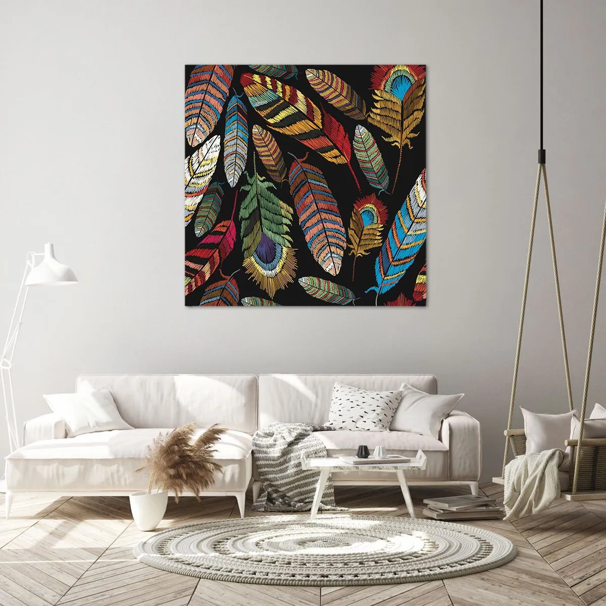 Lærredstryk - Billede på lærred - Fuglekarneval - 60x60 cm