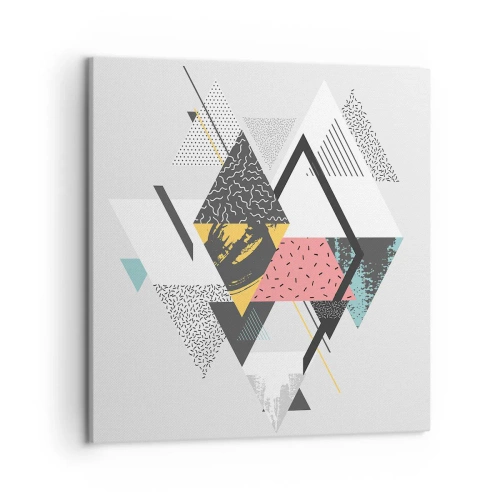 Lærredstryk - Billede på lærred - Variation af trekanter og rhomber - 50x50 cm