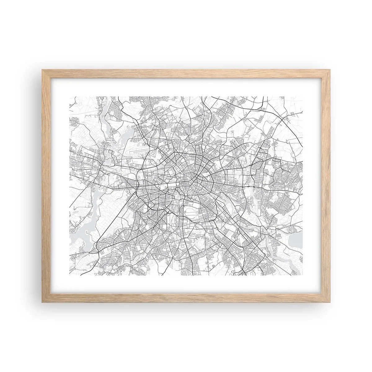 Plakat i ramme af lyst egetræ - Berlins blomst - 50x40 cm