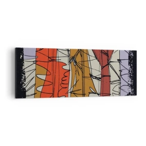 Lærredstryk - Billede på lærred - Spontan komposition - 140x50 cm