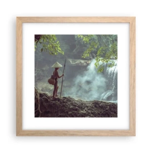 Plakat i ramme af lyst egetræ - Venlig med naturen - 30x30 cm