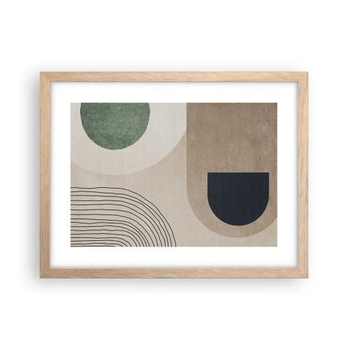 Plakat i ramme af lyst egetræ - Blidheden i en oval - 40x30 cm