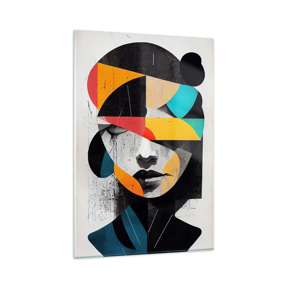 Billede på glas - Flerfarvet indre portræt - 80x120 cm