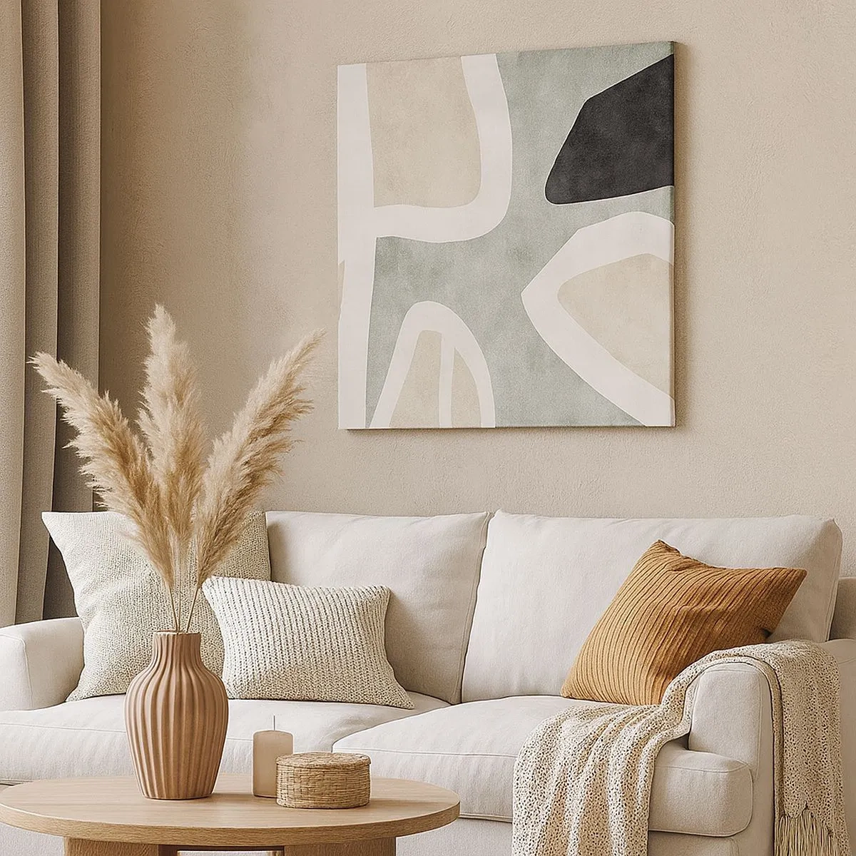 Lærredstryk - Billede på lærred - Komposition med et sort tema - 30x30 cm