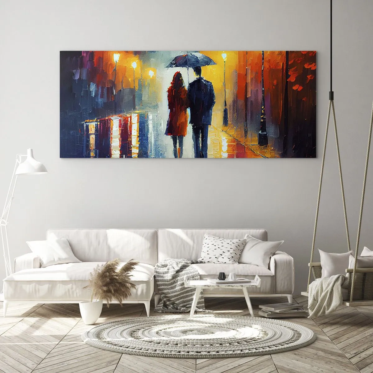Billede på glas - Sammen - en farverig nat - 100x40 cm