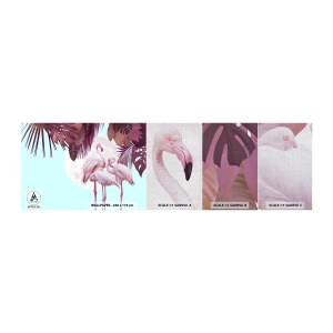 Prøve Fototapet Premium Canvas - Tre fugles ynde - Flamingoer, Fugle, Natur - 100x30 cm