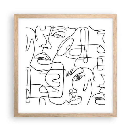 Plakat i ramme af lyst egetræ - I sammenfiltrede følelser - 40x40 cm