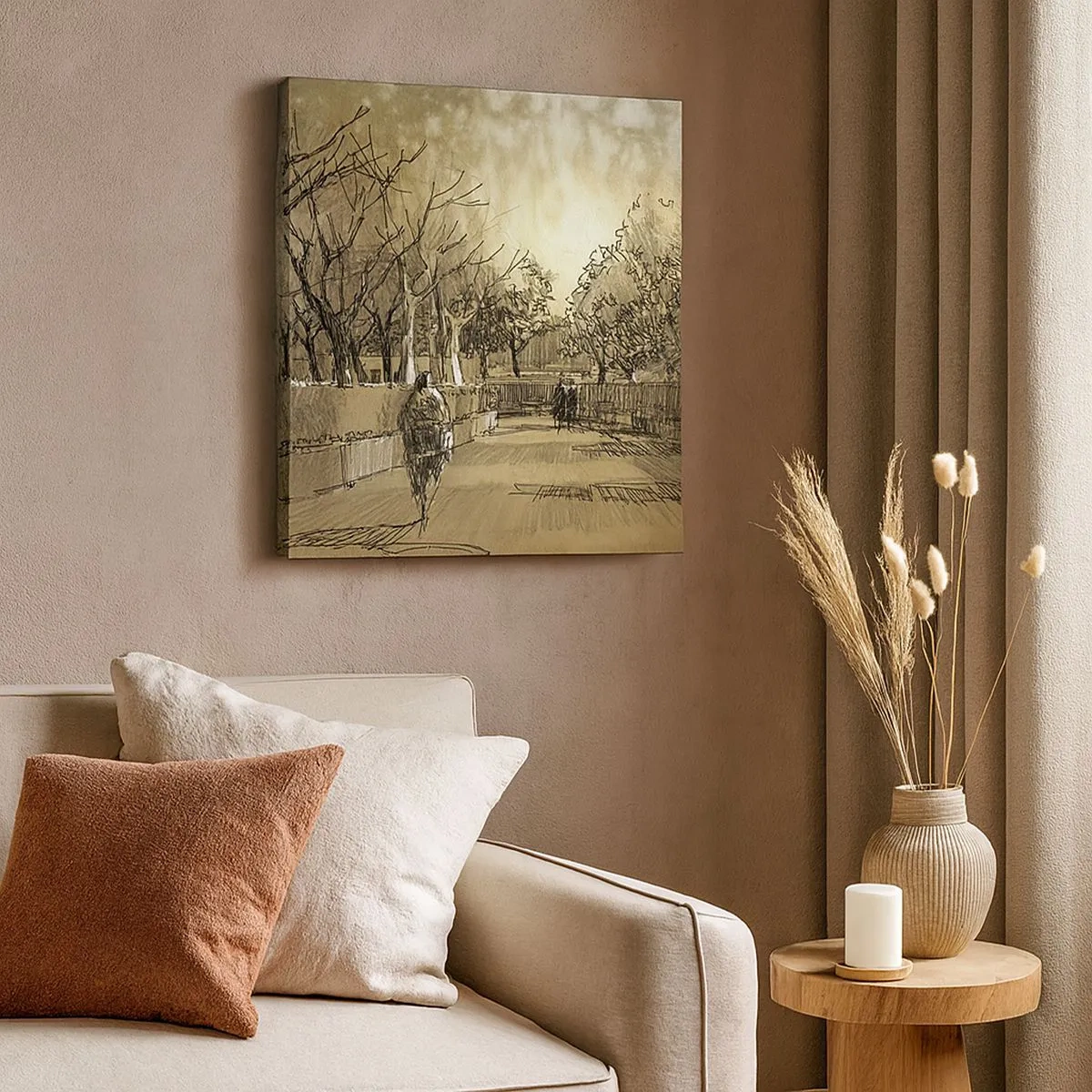 Lærredstryk - Billede på lærred - Et øjeblik med fjer - 30x30 cm