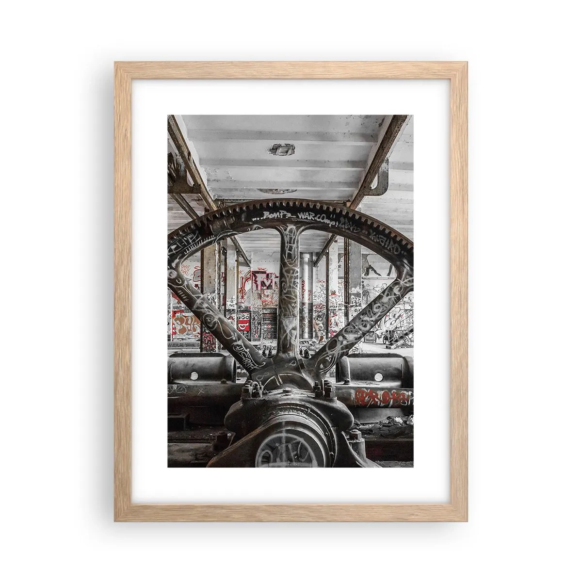 Plakat i ramme af lyst egetræ - Fabrikkens hemmelige liv - 30x40 cm