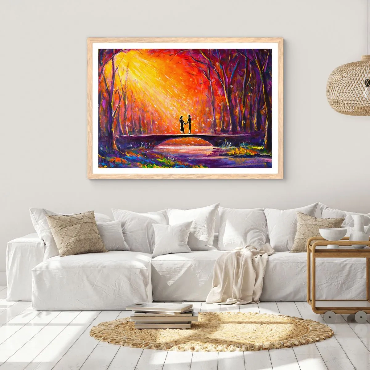 Plakat i ramme af lyst egetræ - Himlen elsker dem også - 100x70 cm