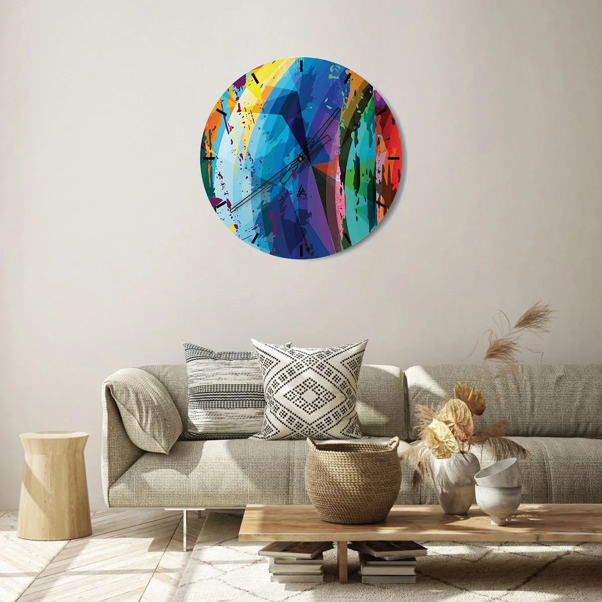 Vægur, Uret - Abstrakte farverige mønstre i intense farver - 30x30cm - Farverig svimmelhed - Moderne vægdekoration til stue, køkken og soveværelse ARTTOR
