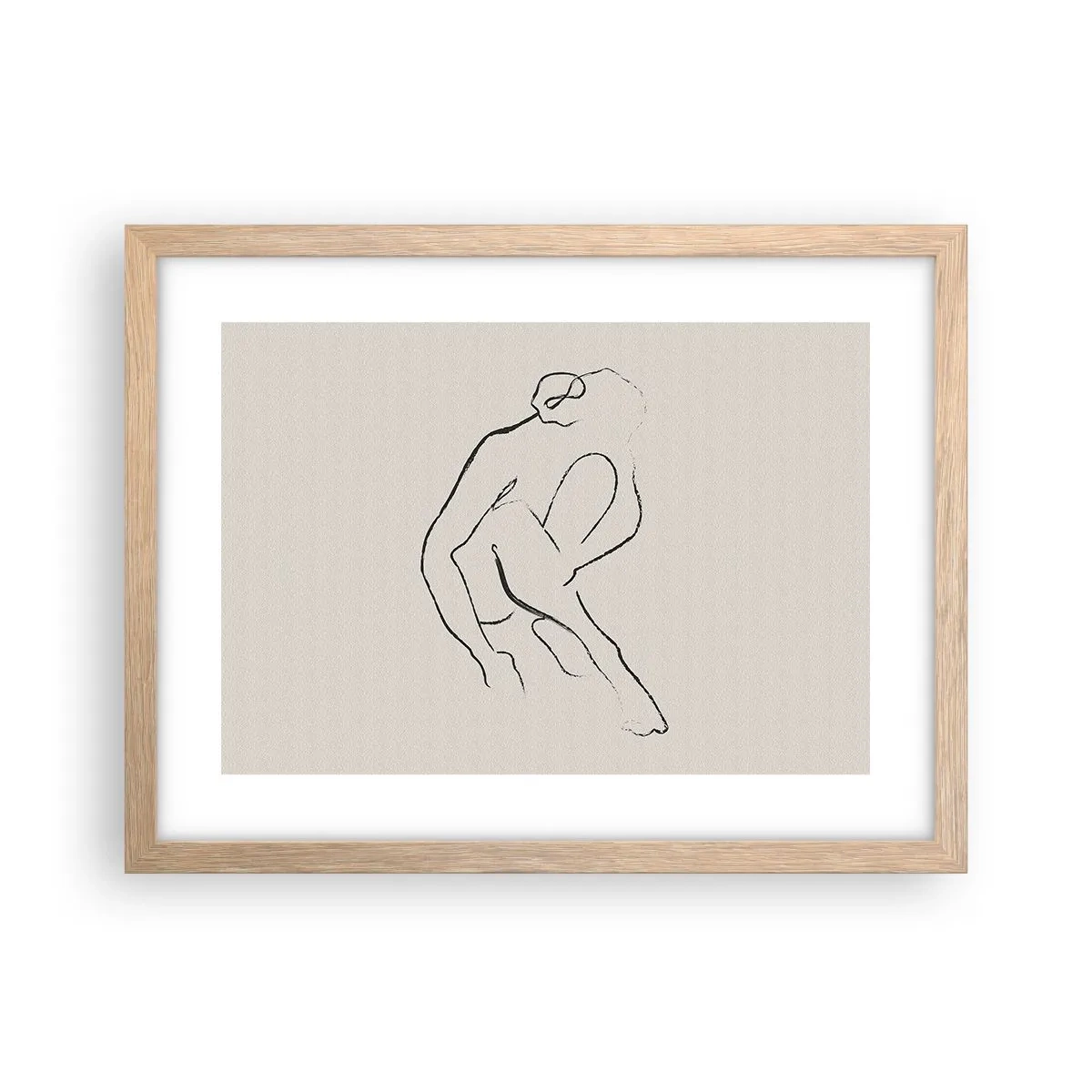 Plakat i ramme af lyst egetræ - Intim skitse - 40x30 cm