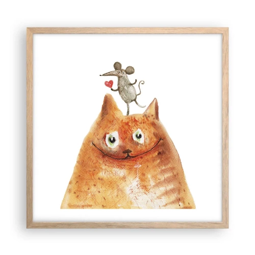 Plakat i ramme af lyst egetræ - Kærlighedens paradokser - 50x50 cm