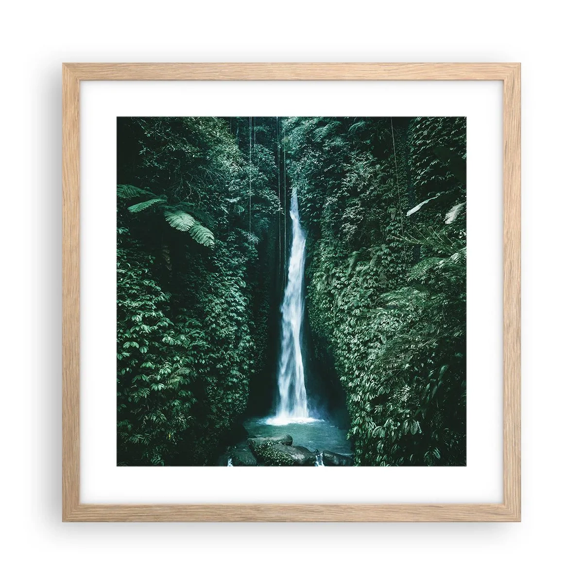 Plakat i ramme af lyst egetræ - Tropisk spa - 40x40 cm