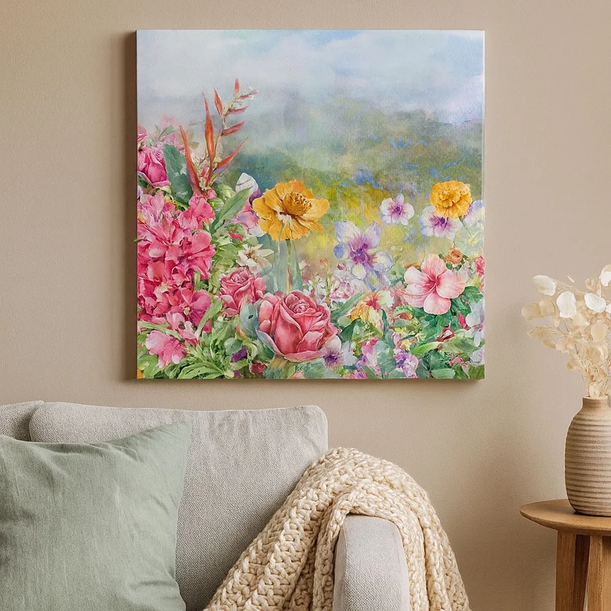 Lærredstryk - Billede på lærred - En have, der er gået amok - 30x30 cm