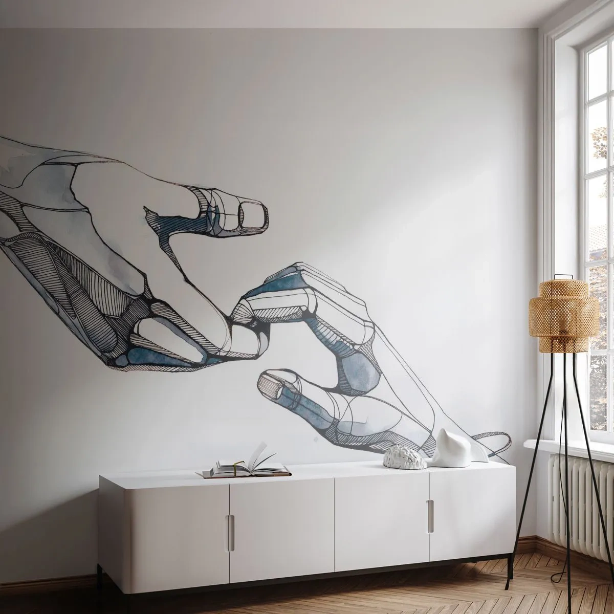 Fototapet Standard Eco - En god gestus - Abstraktion, Hænder, Grafik - 350x256 cm