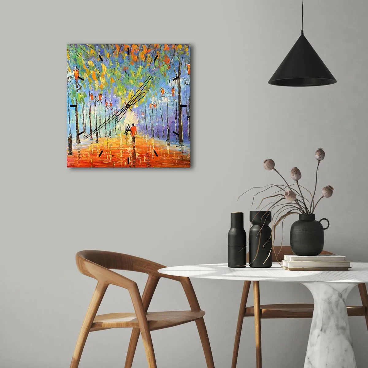 Vægur, Uret - Nattens sang om regnen - 30x30 cm