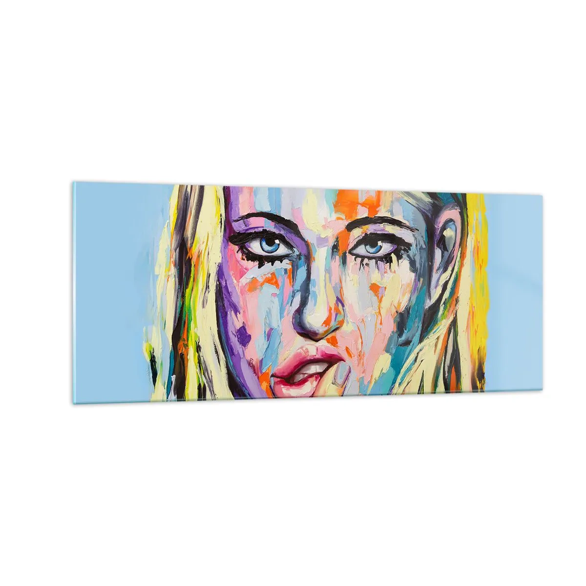 Billede på glas - Se hende lige i øjnene - 100x40 cm