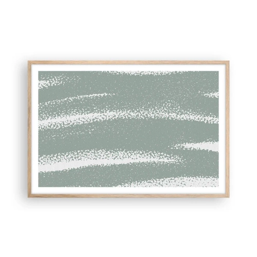 Plakat i ramme af lyst egetræ - Abstraktion i vinterstemning - 91x61 cm