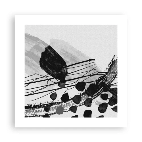 Plakat - Sort og hvid organisk abstraktion - 40x40 cm