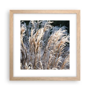 Plakat i ramme af lyst egetræ - Pyntet med frost - 30x30 cm