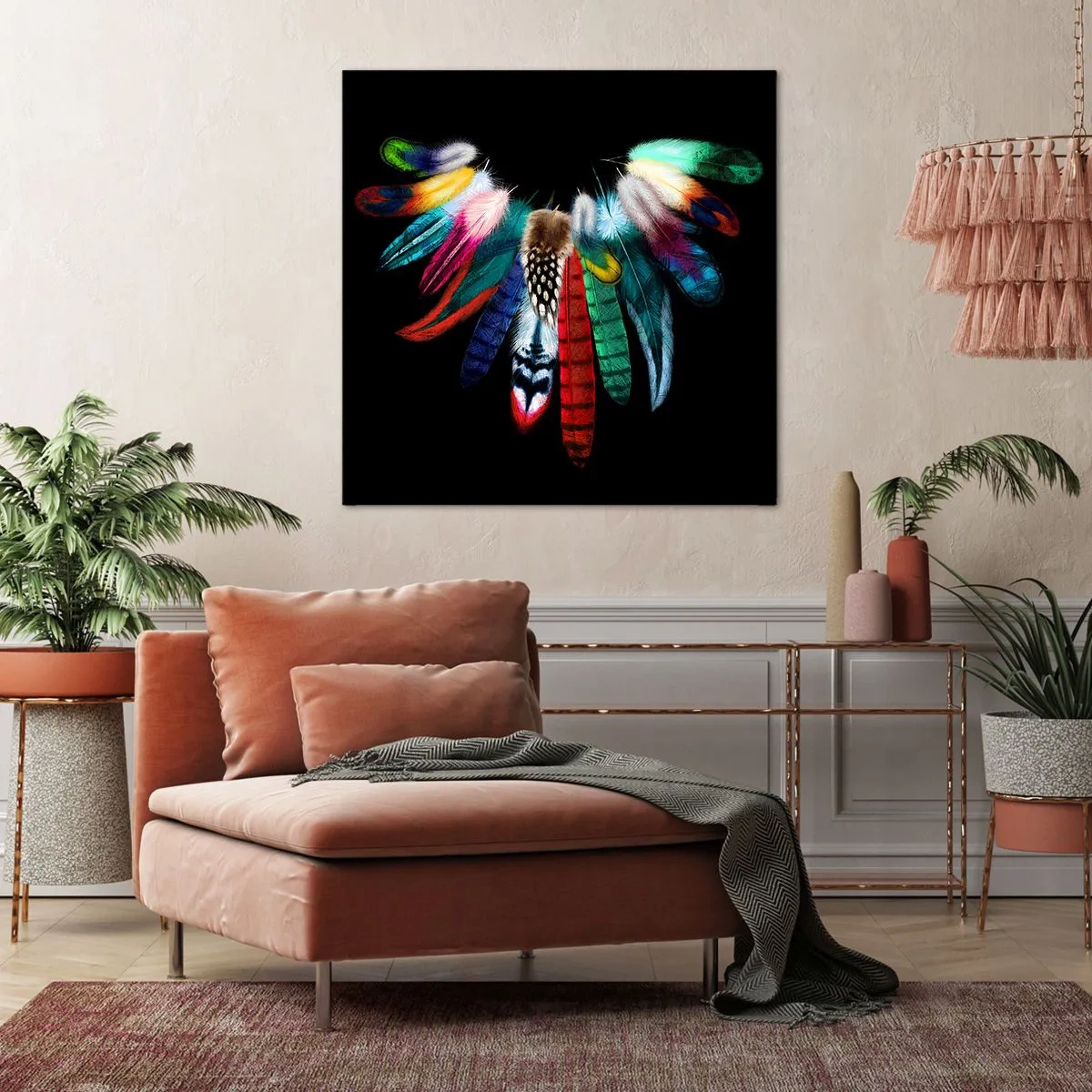 Lærredstryk - Billede på lærred - Indisk halskæde - 70x70 cm