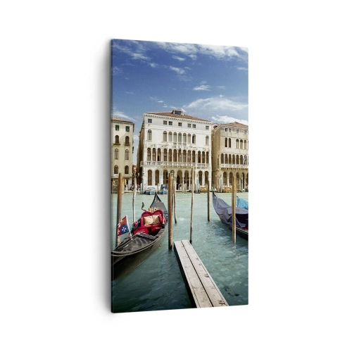 Lærredstryk - Billede på lærred - Paladser i blåt - 45x80 cm