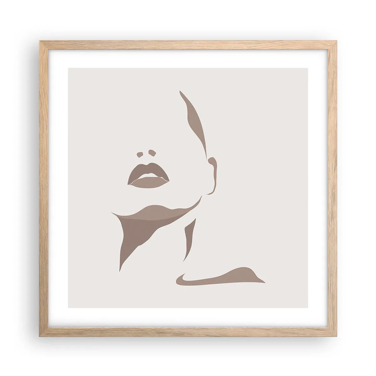Plakat i ramme af lyst egetræ - Skabt af lys og skygge - 50x50 cm