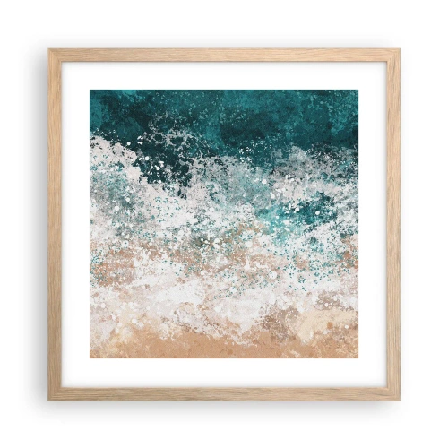 Plakat i ramme af lyst egetræ - Historier fra havet - 40x40 cm