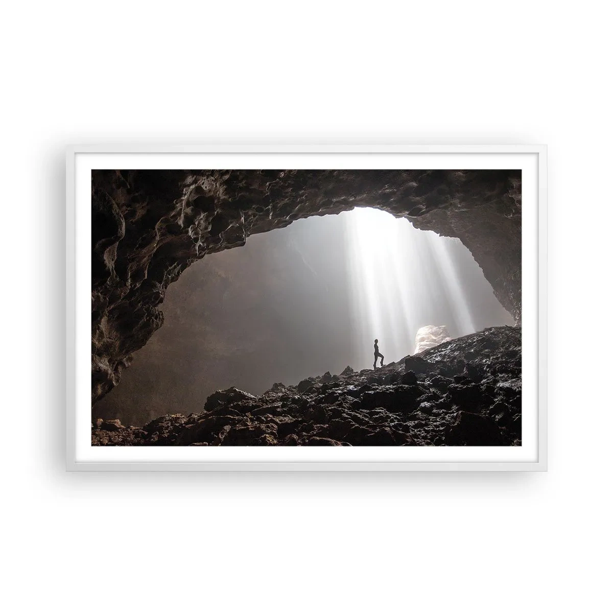Plakat i hvid ramme - Lysende grotte - 91x61 cm