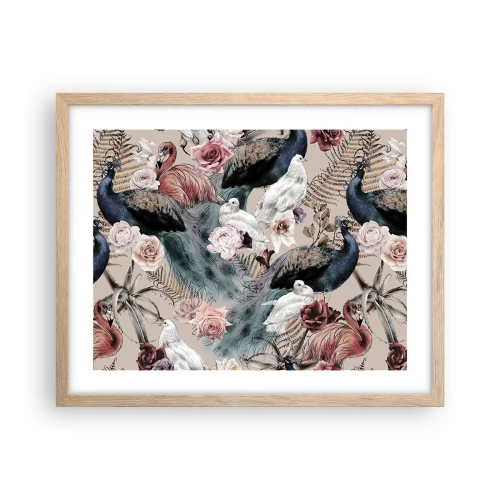 Plakat i ramme af lyst egetræ - I paladsets have - 50x40 cm