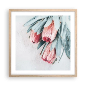 Plakat i ramme af lyst egetræ - Skammer sig over deres egen skønhed - 50x50 cm