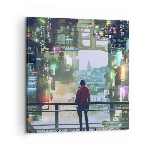 Lærredstryk - Billede på lærred - To verdener - 60x60 cm