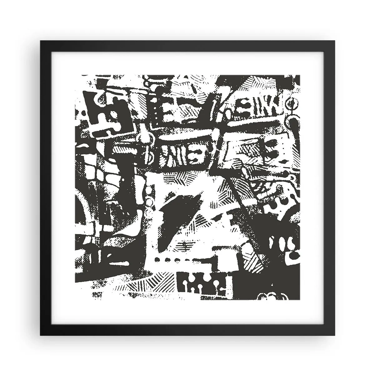 Plakat i sort ramme - Orden eller kaos? - 40x40 cm