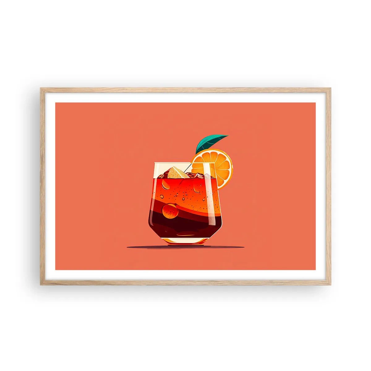 Plakat i ramme af lyst egetræ - Sommerens forfriskning - 91x61 cm