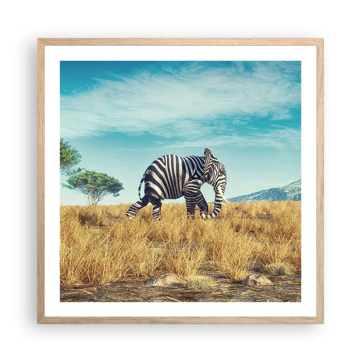 Plakat i ramme af lyst egetræ - Grå er ikke længere på mode - 60x60 cm